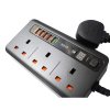 DIGITPLUS/ANTI-STATIC POWER SOCKET/5 USB IDENTIFY AUTOMATICLY & 3 POWER SOCKET/10A-QC3.0-3000W/250V/200CM