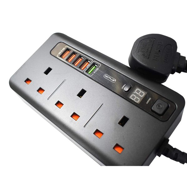 DIGITPLUS/ANTI-STATIC POWER SOCKET/5 USB IDENTIFY AUTOMATICLY & 3 POWER SOCKET/10A-QC3.0-3000W/250V/200CM