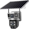 V380 Pro 4G Digital Zoom 2 Lens 2 Screen 4MP Solar Powered Battery Camera CCTV Security V380 CCTV Camera Solar 4G 355° Pan 90° Tilt, IP66 Waterproof,Color Night Vision 4K