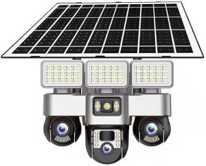 V380 Pro 4G Solar Security Camera, Triple PTZ Lens System, 360° Rotation, Night Vision, 4K Resolution, IP66 Waterproof, Mobile App Control