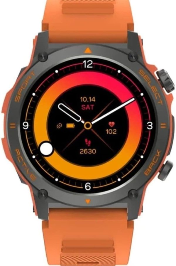 Oteeto Watch7 Pro Sport Smartwatch, 1.5" AMOLED Display, 1 ATM Waterproof, Smart Call, Orange Strap