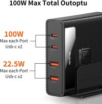 Mcdodo USB C Charger 100 W 4 Ports Fast Charging Station Multiple Charging Plug with Cable GaN Charger for iPad, MacBook/Pro/Air, Lenovo, Dell, Phone, Samsung