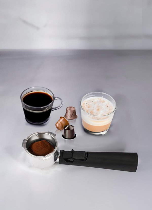 LePresso Digital Espresso Machine with Milk Frother, 20 Bar High Pressure Coffee Machine, 1.5L Water Capacity, 1100W, Espresso Maker with Touch Display & Pre-Brew, for Espresso, Latte, Cappuccino