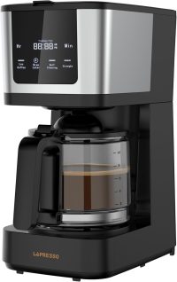 LePresso 10-Cup Coffee Maker, Drip Coffee Machine, Washable Nylon Filter, Interactive Touch Display, Brewing Coffee Maker with 400mL Travel Mug, Carafe Coffee Machine, for Home, Office