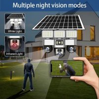 61azHo212gL._AC_ V380 Pro 4G Solar Security Camera, Triple PTZ Lens System, 360° Rotation, Night Vision, 4K Resolution, IP66 Waterproof, Mobile App Control