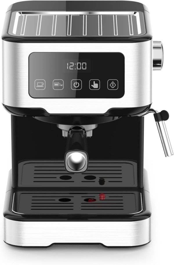 LePresso Digital Espresso Machine with Milk Frother, 20 Bar High Pressure Coffee Machine, 1.5L Water Capacity, 1100W, Espresso Maker with Touch Display & Pre-Brew, for Espresso, Latte, Cappuccino