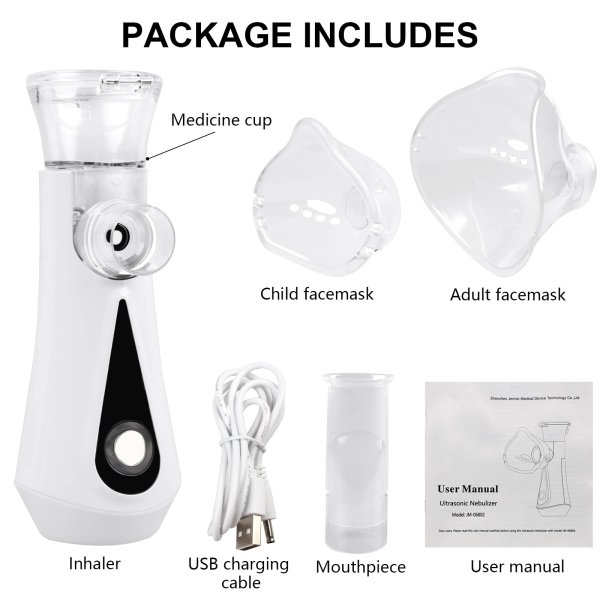 Hygelink Portable Inhaler Machine, JM-06802 Mini Mist Atomizer, Silent Mesh Steam Inhaler for Kids and Adults with Storage Bag for Travel and Household Use