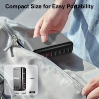 Necomi 600W USB A&USB C 【New Update】Charging Station,5 Type-C Ports 【2×140W, 2x 100W,1x30W】 and 3 USB Ports 【QC30W】 Charge Charging Station Type-C hub,GaN Technology