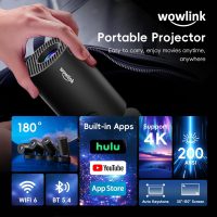 [Built-in Apps & 2025 Upgraded] Mini Projector with WiFi 6 and Bluetooth 5.4 Support 4K 1080P Auto Keystone 180° Rotatable Projector Portable Compatibile with HDMI/TV Stick/Memory Stick/Laptop, Black