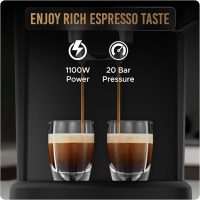 Lepresso Suprema Espresso Machine, Milk Steamer, With 1100W Power+ 20Bar Pressure, Adjustable Steam Control, 1.2L Removable Water Tank, Automatic Power-Off, One-touch Operation, NS Capsule Compatible.