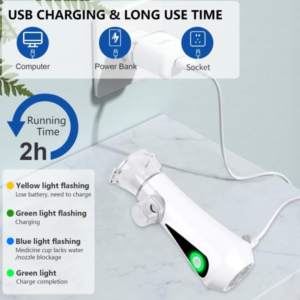 Hygelink Portable Inhaler Machine, JM-06802 Mini Mist Atomizer, Silent Mesh Steam Inhaler for Kids and Adults with Storage Bag for Travel and Household Use