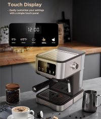 LePresso Digital Espresso Machine with Milk Frother, 20 Bar High Pressure Coffee Machine, 1.5L Water Capacity, 1100W, Espresso Maker with Touch Display & Pre-Brew, for Espresso, Latte, Cappuccino
