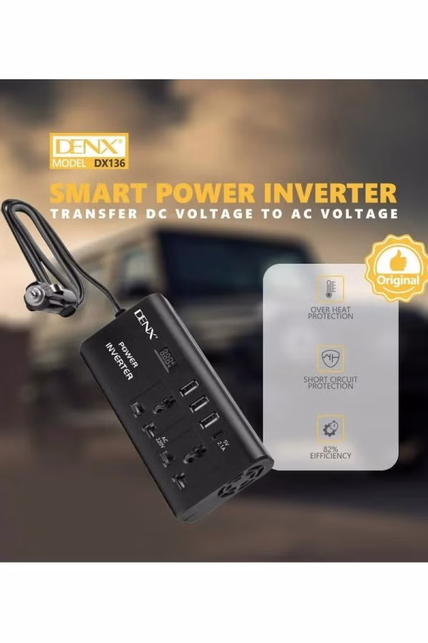 Car Power Inverter, 12V to 220V, High Frequency Modified Sine Wave, 300W, Multi-Port, USB Port + Type-C Port, Plus Includes Battery Adapter