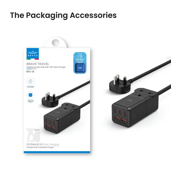 Brave 75W Desktop Adapter with Charging Ports