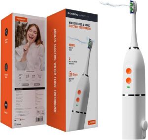41HQ54rUWtL._AC_ Porodo Lifestyle Electric Toothbrush,Rechargeable Toothbrush, 2 Replacement Brushes, 25 Days Battery Life, 1000mAh Battery, IPX7, 100Ml Water Tank, 7386PSi Water Pressure, Advanced Cleaning-White