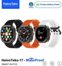 Haino Teko 17 Waterproof Smartwatch with 3 Set Strap and Wireless Charger For Mens and Boys (Black)