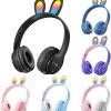 Rabbit Ear Headphone B12 New Wireless Cute Bluetooth Earphone With LED Ligh, bluetooth headset, stereo sound, high qualityy (purple)