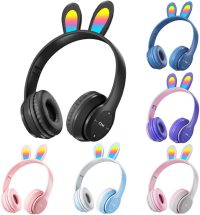 Rabbit Ear Headphone B12 New Wireless Cute Bluetooth Earphone With LED Ligh, bluetooth headset, stereo sound, high qualityy (purple)