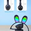 Rabbit Ear Headphone B12 New Wireless Cute Bluetooth Earphone With LED Ligh, bluetooth headset, stereo sound, high qualityy (purple)