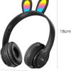 Rabbit Ear Headphone B12 New Wireless Cute Bluetooth Earphone With LED Ligh, bluetooth headset, stereo sound, high qualityy (purple)