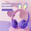 Rabbit Ear Headphone B12 New Wireless Cute Bluetooth Earphone With LED Ligh, bluetooth headset, stereo sound, high qualityy (purple)