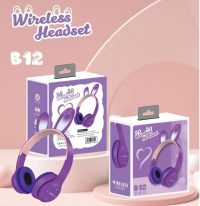 Rabbit Ear Headphone B12 New Wireless Cute Bluetooth Earphone With LED Ligh, bluetooth headset, stereo sound, high qualityy (purple)