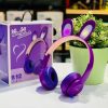 Rabbit Ear Headphone B12 New Wireless Cute Bluetooth Earphone With LED Ligh, bluetooth headset, stereo sound, high qualityy (purple)