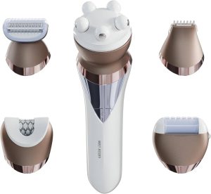 Green Lion 5 in 1 Epilator Kit Bikini/Shaving/Epilator/Massage/Grinding, IPX6 Waterproof, Rechargeable, Cordless 2h Working, 2 Speed Levels, Stainless Steel Blades, Skin Friendly For Women Girls